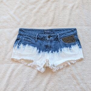 GUESS Y2K Ultra Low Rise Split Dye Raw Hem Cheeky Shorts